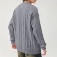thumbnail image 5 of QTBIUQ Sweater Men Casual Round Neck Patchwork Long Sleeve Striped Knit Sweater Gray, 5 of 6