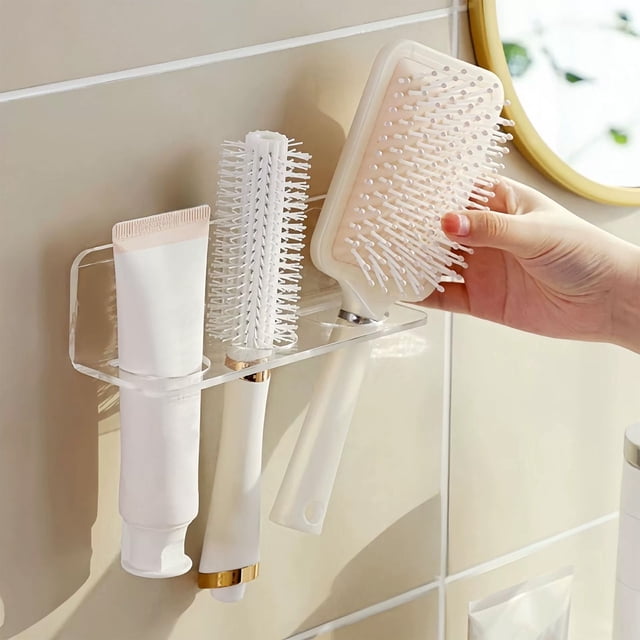 Bathroom Comb Rack Bathroom Washstand Wall Storage Nail Free And Punch-free Wall Mounted Shaver Rack