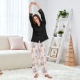 thumbnail image 6 of Dailycode Women's Pajama Pants Wide Leg Lounge Pj Bottoms With Pockets Pink Rose and Bow, 6 of 7