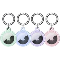 GOSCHE Airtag Holder 4 Pack Apple Airtag Keychain Waterproof Airtag Case for Dog Collar Kids Bag Luggage 4 Colors
