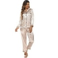 thumbnail image 2 of POPLIS Women's Silk Pajamas Set,Two-piece Pj Sets Ladies Long Sleeve Sleepwear Long Pants, Button Down Pj Sets for w/ Poc, 2 of 18