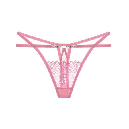 Leakproof Ladies Underwear Women Lace Underwear Panties Floral Lace Briefs Hollow out Strappy Thong Panty G-String Underwear Cotton Underwear for Women Thong One Size