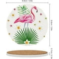 thumbnail image 2 of GZHJMY 4Pcs Round Single Pink Flamingo and Tropical Leaves Ceramic Coasters with Cork-Backed for Coffee Drink, Cup Mat Absorbent Stone Coasters, 2 of 5