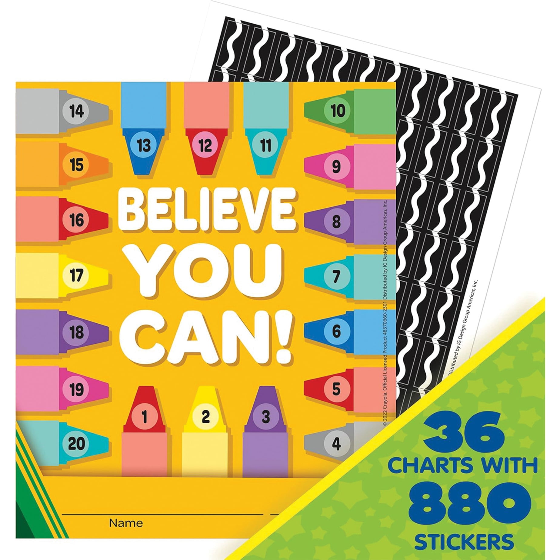 Eureka Crayola Mini Reward Chart with Stickers, 36 Per Pack, 3 Packs