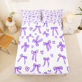 thumbnail image 5 of Manfei Purple Heart Print King Sheets,Coquette Bowtie Bedding,4 Pieces,1 Flat Sheet,1 Fitted Sheet and 2 Pillowcases, 5 of 6