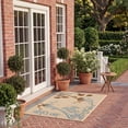 thumbnail image 3 of SAFAVIEH Courtyard Christian Floral Indoor/Outdoor Area Rug, Natural Brown/Blue, 4' x 5'7", 3 of 8