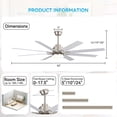 thumbnail image 3 of Sofucor 52" Modern White Ceiling Fan with Light ,Phone APP and Remote,Voice Control, 3 of 14