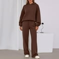 thumbnail image 2 of Wutalume Women's Fashionable Casual 2-Piece Sportswear Set, Long Sleeve Hoodie and Wide Leg Sweatpants, Fall Winter Outfit,Brown XL, 2 of 4