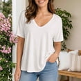 thumbnail image 6 of V Neck T Shirts for Women V Neck Short Sleeve Pullover with Relaxed Basic Fit for Travel Commutes and Casual Days Loose Fit Tees Blouses, 6 of 7