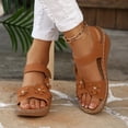 thumbnail image 4 of Viluyesy Womens Wedge Sandals, Wide Width Open Toe Floral Ankle Strap Comofortable Summer Walking Shoes Brown US7.5, 4 of 9