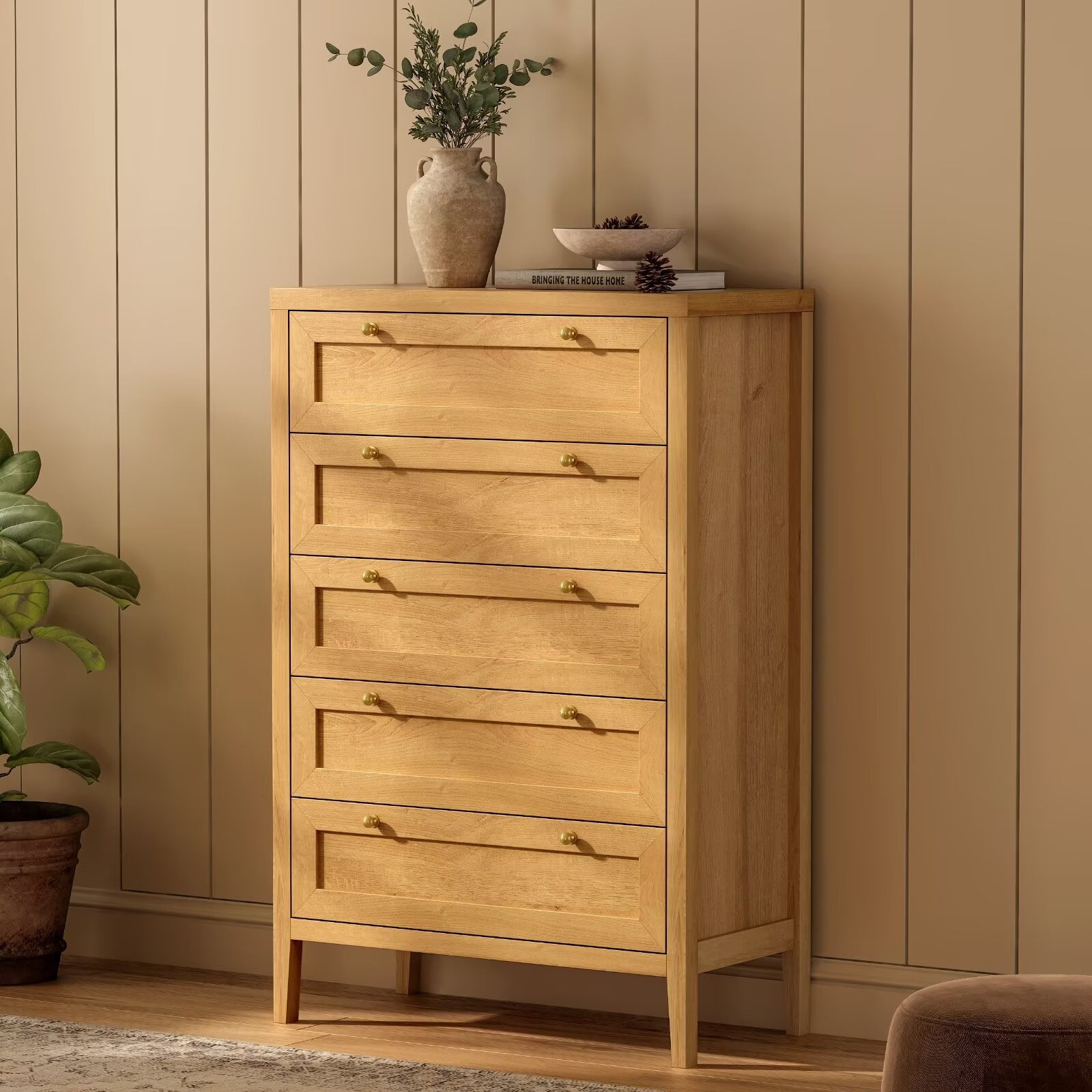 mopio brooklyn mid century modern dresser Brooklyn 3-Drawer Dresser, Natural Walnut Single