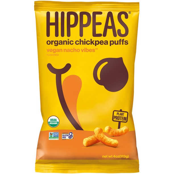 HIPPEAS Organic Vegan Nacho Vibes "Cheezy" Puffs, Chickpea Puffs, 4 oz