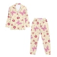 thumbnail image 4 of DISNIMO Butterfly Cherry Printed Womens Long Pajama Sets Long Sleeve Sleepwear Nightwear Pjs with Long Pants Casual V Neck Ladies Lounge Sets, 4 of 7