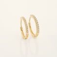 thumbnail image 5 of Anygolds 14K Real Solid Gold 0.12ctw Diamond Hoop Hinged Huggie Rings, 5 of 7