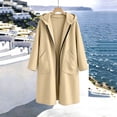 thumbnail image 6 of Womens Jackets Long Length Hooded Long Sleeve Pocket Zip-up Jacket, 6 of 6
