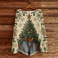 thumbnail image 3 of Women's Round Neck Lightweight Sweater Casual Long Sleeve Christmas Print Knit Pullover for Fall and Winter, Cozy and Festive, Ideal as Christmas Sweaters for Women and Christmas Gifts,Green,Size L, 3 of 5
