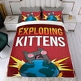 thumbnail image 4 of Gatitos Explosivos Conjunto de sábanas temático, trío de piezas, cómodo y amigable con la piel, diseño único, regalo de decoración para el hogar para familiares, amigos y fans,135cm *200cm, 4 of 6