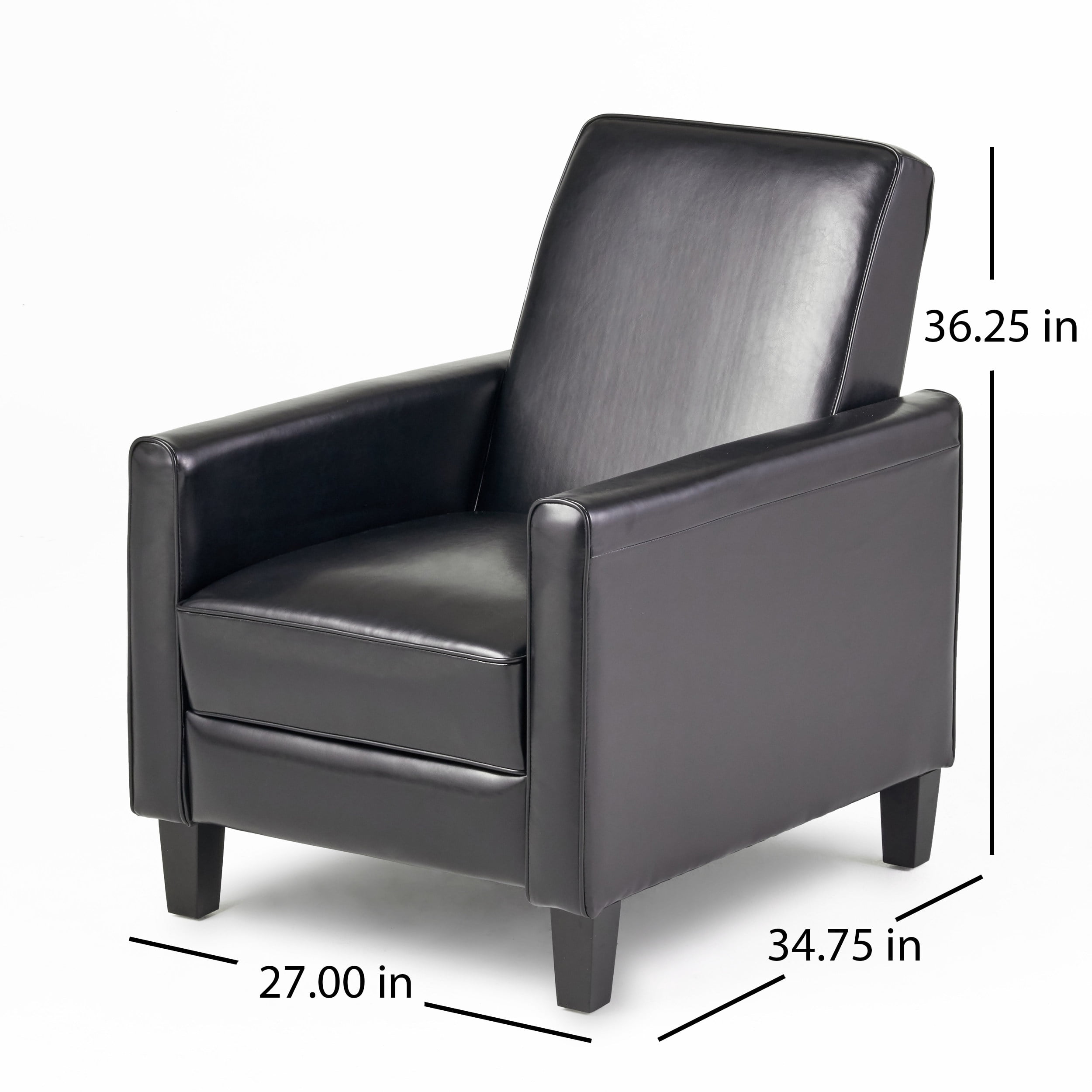 GDF Studio Paris Bonded Leather Recliner Club Chair, Black