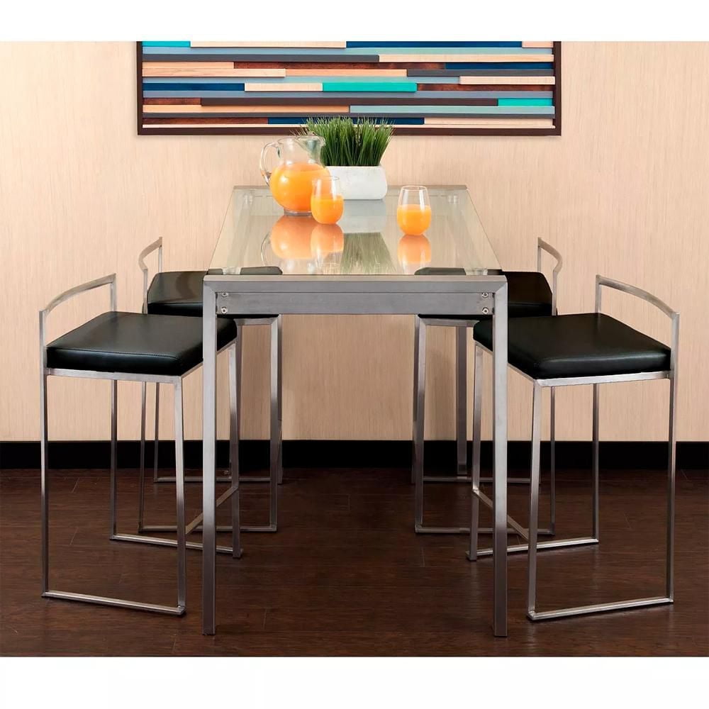Heavenly Collection PU Stool with Stainless Steel Frame SET OF 6