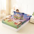 thumbnail image 4 of Manfei Dreamy Forest Owl Twin Fitted Sheet, Musical Wildlife Bedding, Purple Green, 2 Pieces, 1 Fitted Sheet and 1 Pillowcase, 4 of 6