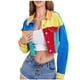 thumbnail image 2 of Pntutb Mujer Multicolor Colorblock Cropped Edge Single Breasted Simétrico Bolsillo Solapa Chaqueta Mujer Abrigo Pntutb Pntutb-6870, 2 of 8