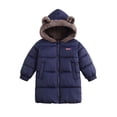 thumbnail image 2 of Mooqilaa Girls Puffer Jackets, Warm Full Zip Hooded Mid-length Winter Outerwear with Pockets Navy Size 3-4 T, 2 of 6