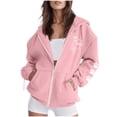thumbnail image 3 of Feancey Womens Fashion Full Zip Hoodies Cute Cat Dog Paw Print Sweatshirt Jacket Lightweight Fleece Lined Hooded Jackets with Pockets Y2K Clothes Pink XXL, 3 of 7