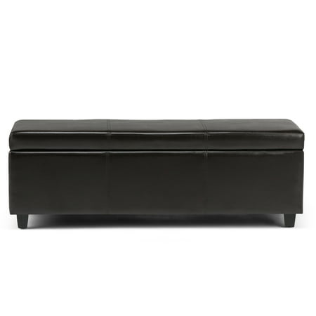 Simpli Home - Avalon Rectangular Polyurethane Faux Leather Ottoman With Inner Storage - Tanner's Brown