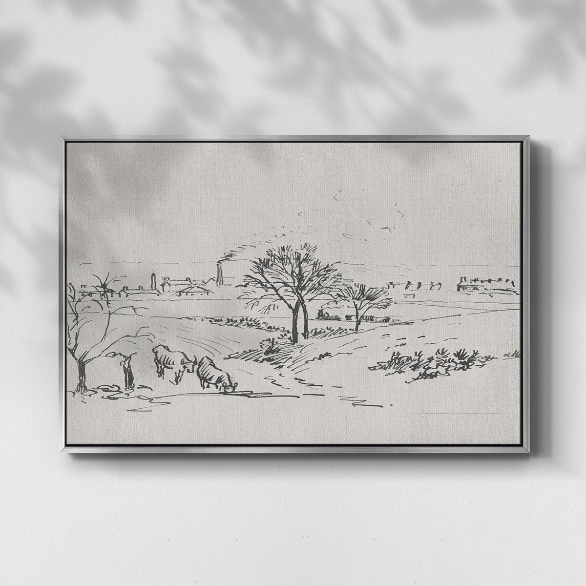 Vintage Sketch-XV By Wexford Home Framed in Silver Wood Gallery Wrapped Canvas 27 in. x 41 in.