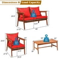 thumbnail image 4 of Costway 8PCS Patio Rattan Furniture Set Acacia Wood Frame Cushioned Sofa Chair Red, 4 of 11