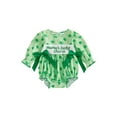 thumbnail image 2 of Loicainy Baby Toddler Girl Irish Plaid Rompers 3 6 12 18 Months Long Sleeve Crew Neck Letters Embroidery Shamrock Print Bow Decor Spring Bubble Jumpsuit, 2 of 10