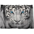 thumbnail image 2 of Fierce White Tiger Half Window Tier Curtains 36 Inch Blackout Thermal Insulating Kitchen Linen Tier Curtains for Kitchen, Bathroom, Cafe Home Decor, 2 of 7