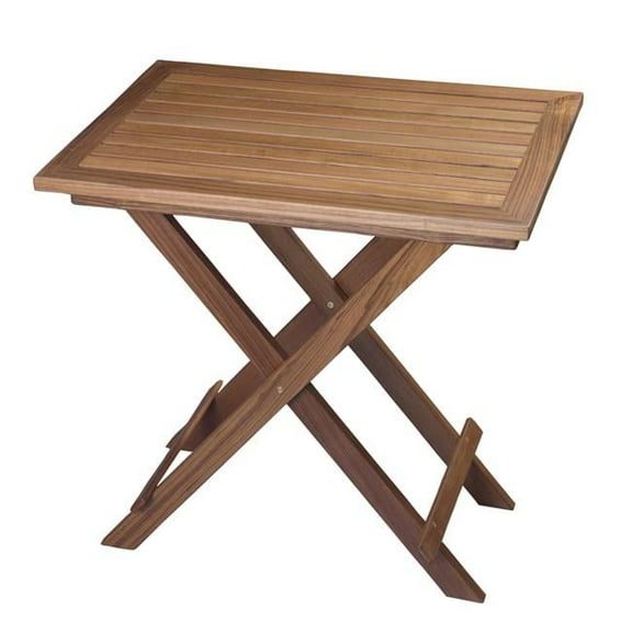 28 in. Brown Solid Wood Folding Outdoor Side Table