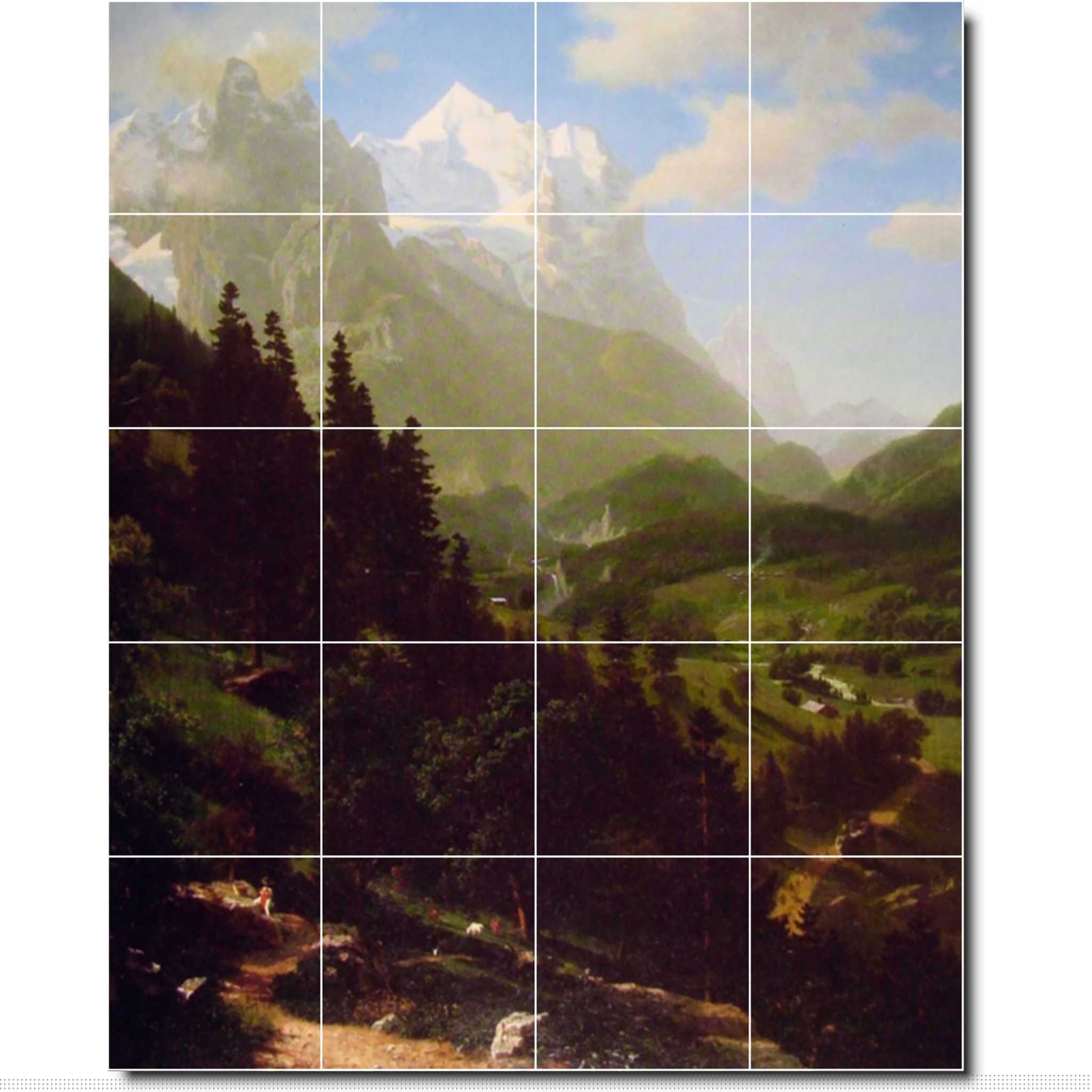 Ceramic Tile Mural-Albert Bierstadt Landscapes Painting 103. 17" w x 21.25" h using (20) 4.25 x 4.25 ceramic tiles