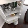 thumbnail image 3 of iooHug Wooden Corner bar cabinet with 2 open storage shelves and 2 drawers, mirrored back sideboard cabinet, high feet/legs for easy cleaning, buffet cabinet WHITE, 3 of 6