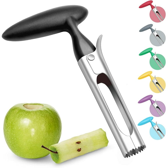 Apple Corer, Apple Corer with ABS Handle and Serrated Stainless Steel Blade, Black