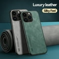 thumbnail image 4 of ELEHOLD Luxury Leather Case for iPhone 16 Pro, Ultra Slim Thin Premium Leather Shockproof Rugged Case Work with Magnetic Car Mount Skin-Touch Case for iPhone 16 Pro, Darkgray, 4 of 7
