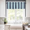 thumbnail image 3 of Navy Blue Grey Striped Kitchen Curtains, Modern Minimalist Ombre Lines 3-Piece Kitchen Curtain Valance and Tiers Set 36 Inch Length, Rod Pocket Half Window Curtains for Cafe Living Room Bathroom, 3 of 5