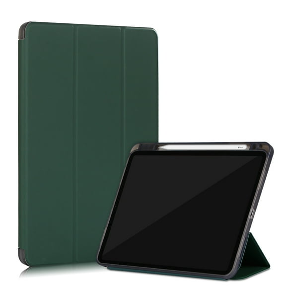 Dteck iPad Pro 11 inch 2nd Generation 2020 Case with Built-in Pencil Holder, Slim PU Leather Tri-fold Stand Case Magnetic Flip Auto Wake Sleep Smart Cover, Deep Green