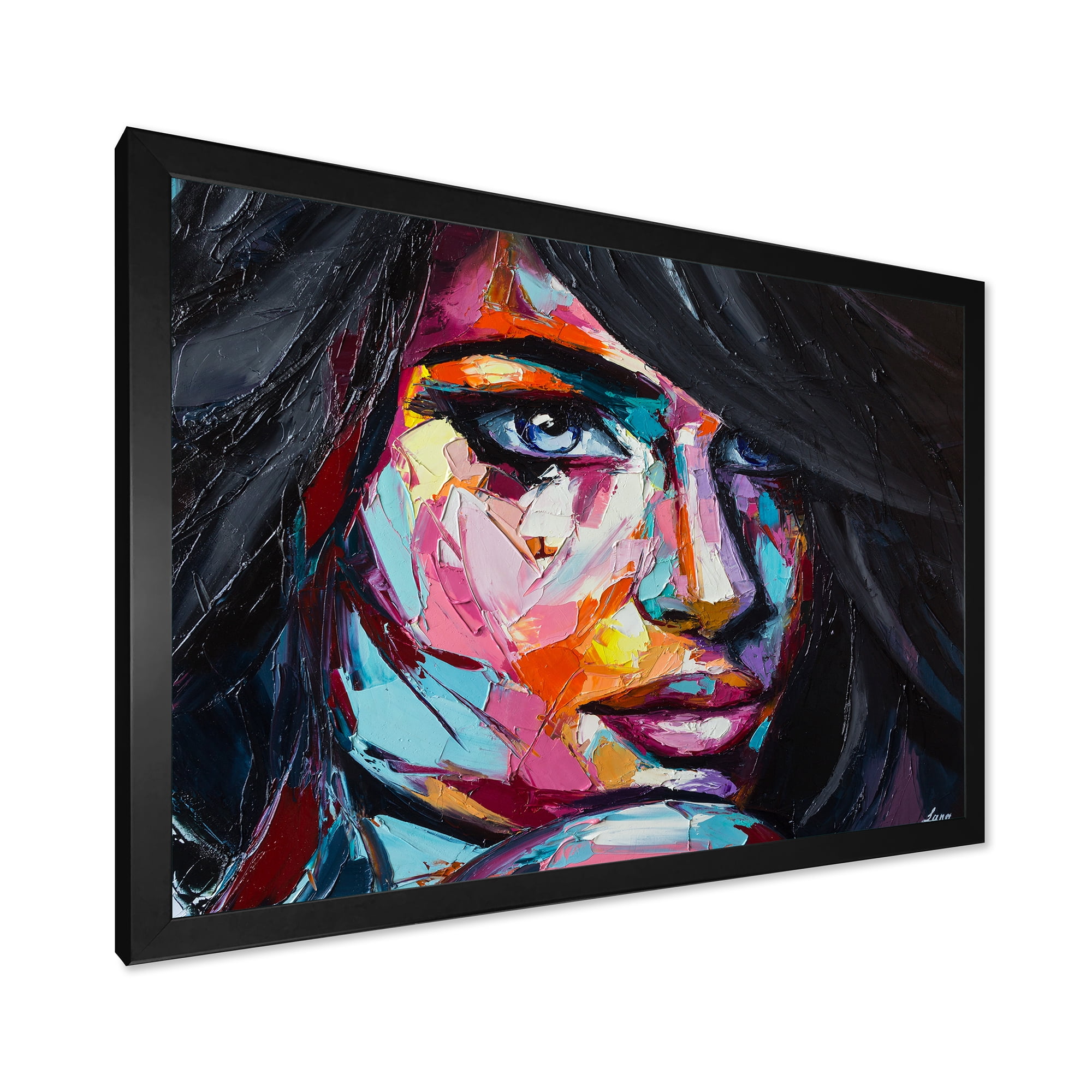 Designart 'Abstract Colorful Fantasy Portrait Of A Young Woman II' Modern Framed Art Print