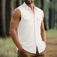 thumbnail image 5 of Guluxicc Mens Button Down Tank Tops Collared Solid Color Sleeveless Tops Summer Outdoor Casual Shirt with Pockets, 5 of 6