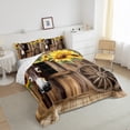thumbnail image 3 of Castle Fairy 3-Piece Queen Size Comforter Set, Farmhouse Donkey and Sunflower Animal Print, 3 of 8