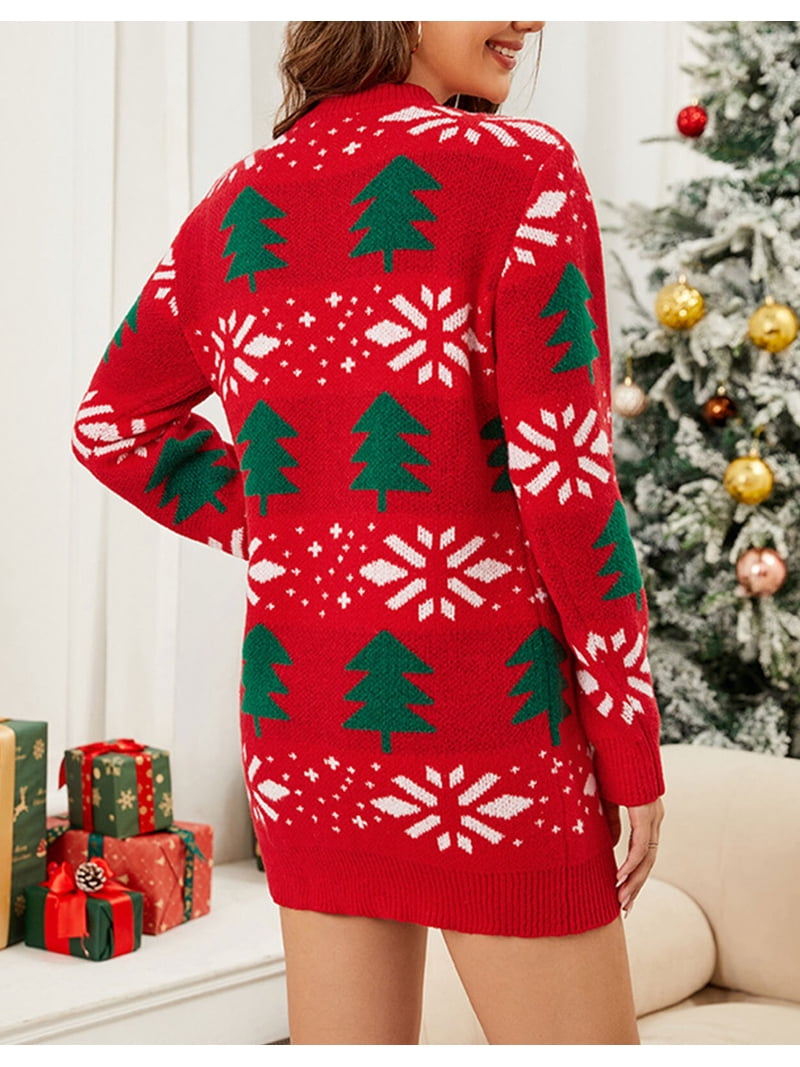 womens holiday sweater dress Tipsy Elves Women's Snowman Ugly Embellished with garland Women Ugly Christmas Sweater Dress