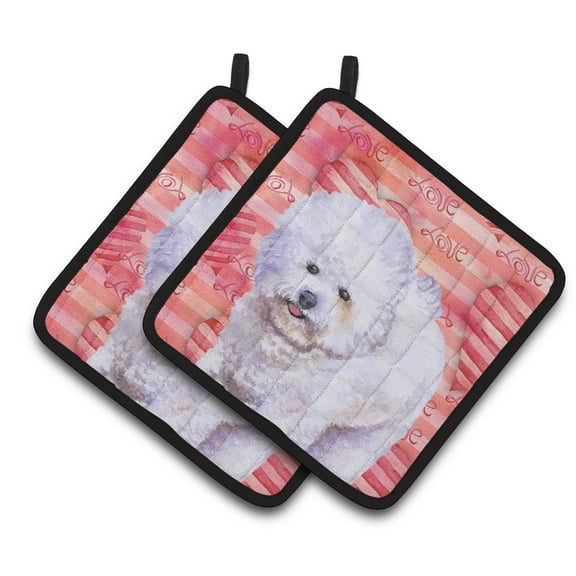 Caroline's Treasures Bichon Frise Love Pair of Pot Holders