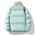 thumbnail image 4 of KeShDi Winter Jackets for Men Puffer Jacket Men Casual Faddish Solid Patchwork Long Sleeves Zipper Stand Collar Outwear Sports Coat Jacket Mint Green S, 4 of 4