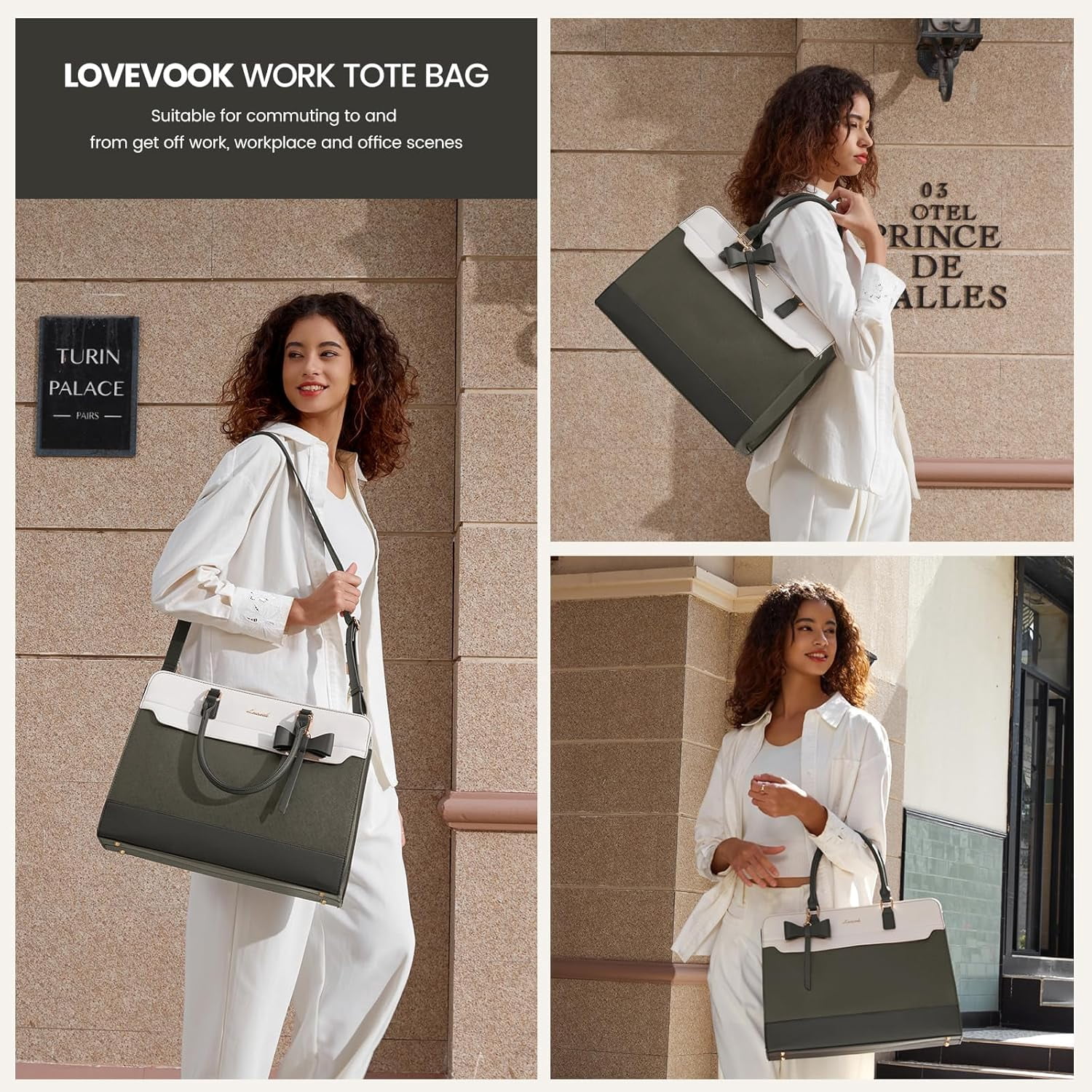 LOVEVOOK Laptop Tote Bag for Women,Leather Work Bag, Waterproof Business Teacher Bag,Large Computer Handbag Purse Briefcase,Office Gifts for Women