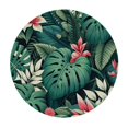 thumbnail image 2 of Nawypu Summer Tropical Monstera Palm Leaf Flower Green Plant Hawaiian Pink Red Floral Outdoor Fitted Round Tablecloth White, 2 of 7