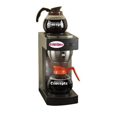 

Classic Concepts RC130 Black 12 Cup Stainless Steel Pour-Over Coffee Brewer - 2 Warmer with 2 Decanters