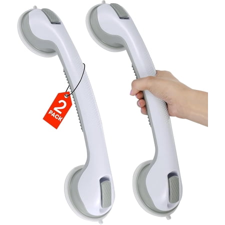 Grab Bars for Bathtubs and Showers, heavy duty suction shower grab bar 2 pack 16 inch no drill removable bathroom safety handrails for seniors elderly handicap waterproof