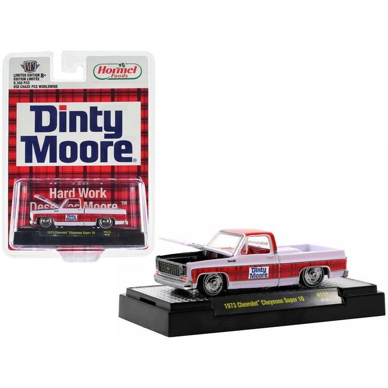 Diecast 1973 Chevrolet Cheyenne Super 10 Pickup Truck White with Red Top  and Red Plaid Stripe 